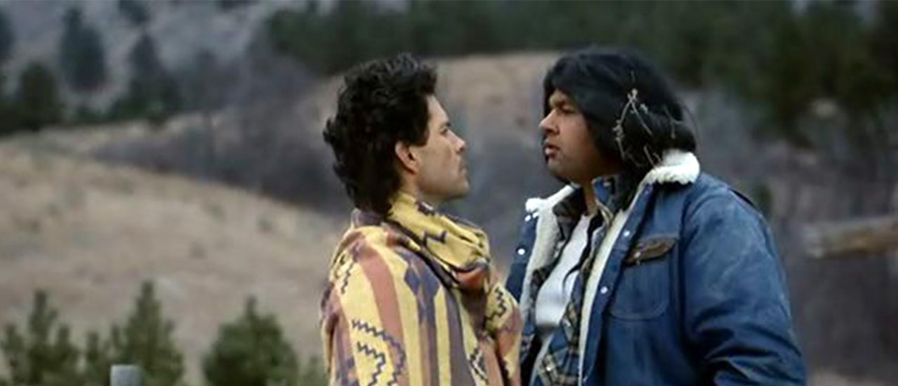 Two men facing each other