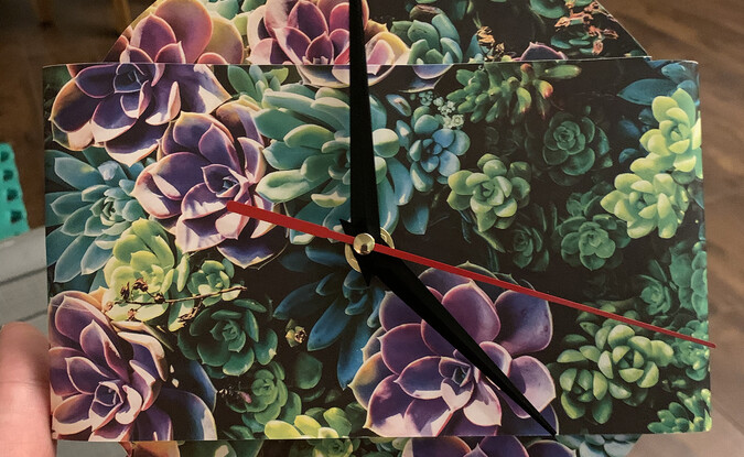 Succulent image created into a clock
