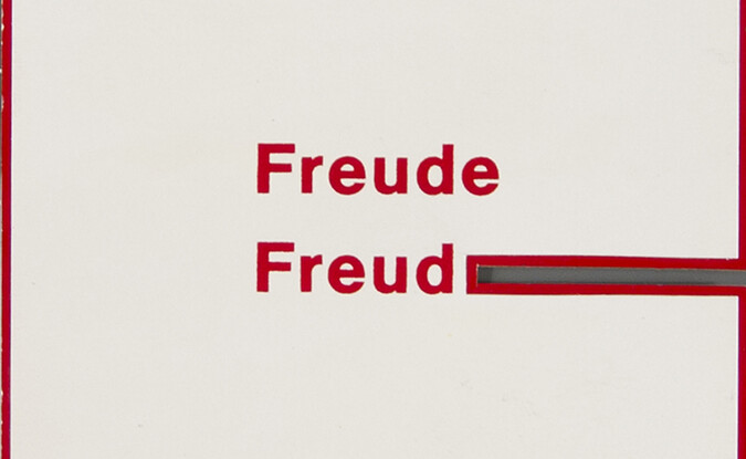 Amputazione (Amputation), 1971, serigraph on paper, 5 5/8 x 5 5/8 in. (14.29 x 14.29 cm.) <em>Freude</em> in German = joy. Pomona College Collection. Gift of the artist.