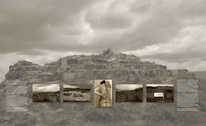 installation of multiple photographic images and text