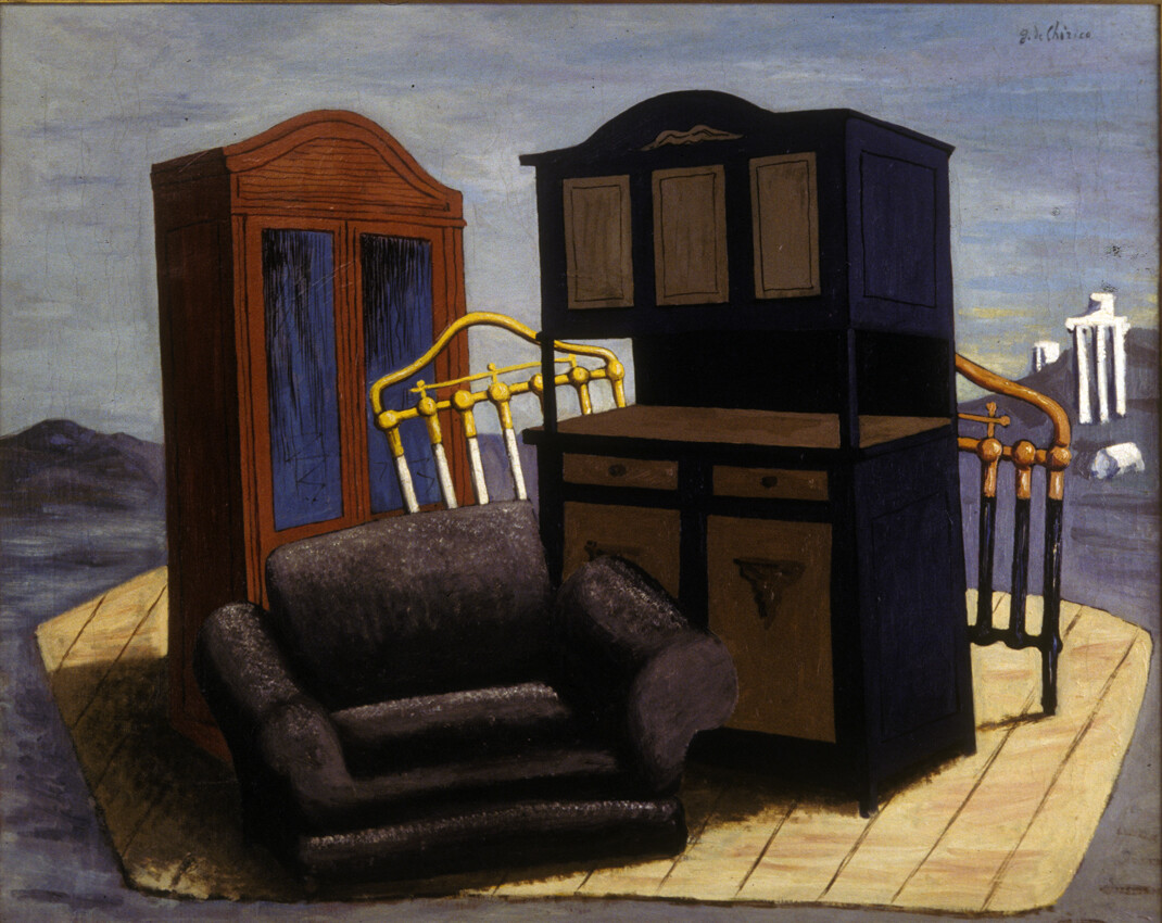 Still life of furniture with dressers headboard and chair