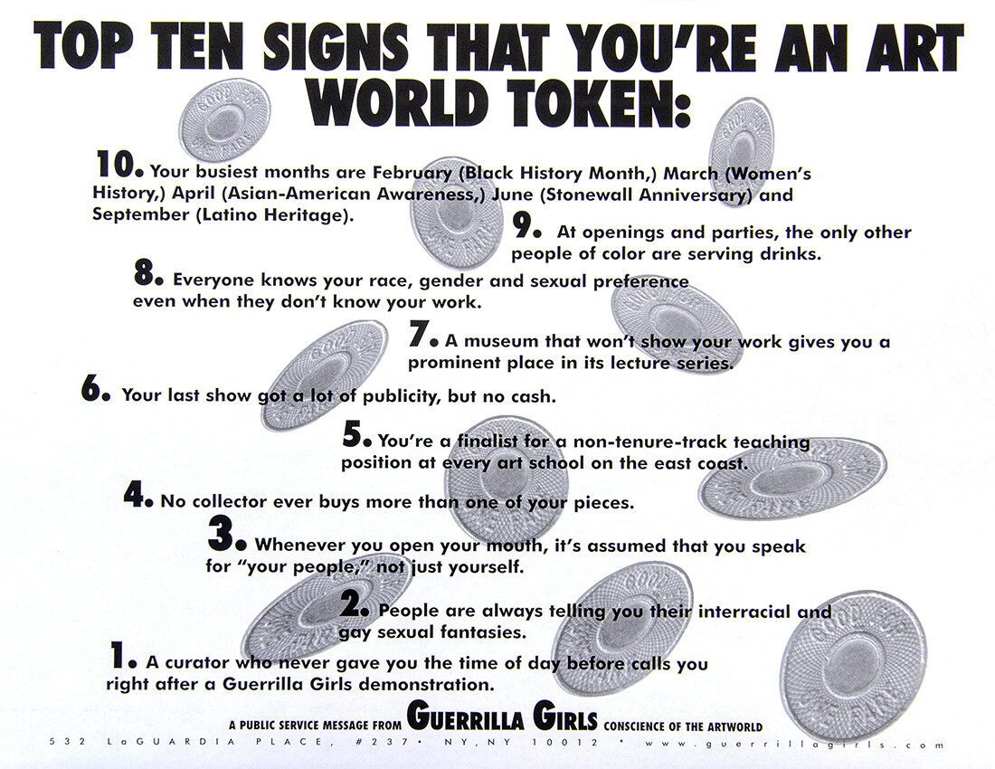 Infographic titled Top Ten Signs that You're An Art World Token