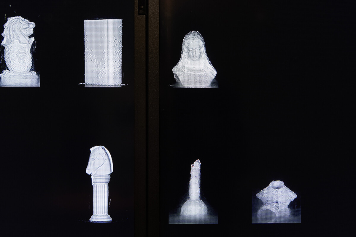 Video with white x-ray like images patterned in gridlike layout