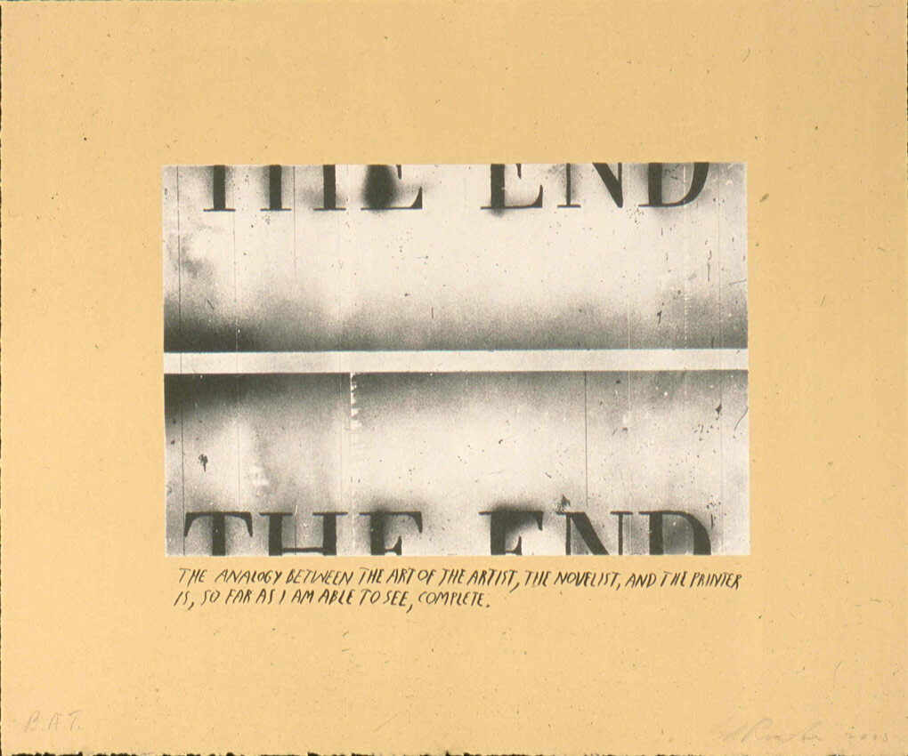 Edward Ruscha, THE END (The analogy...), 2003, Lithograph on paper. 17 3/8x21in.
