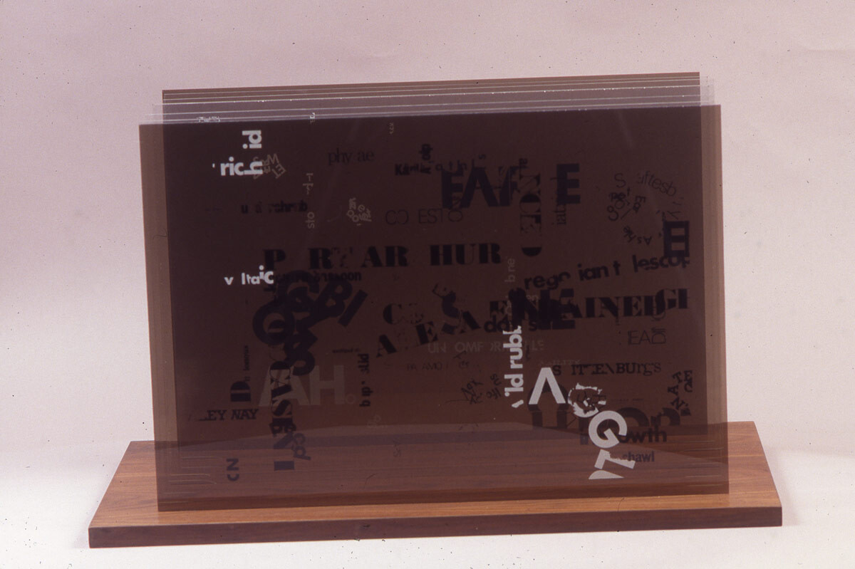 John Cage, Not Wanting to Say Anything About Marcel (Plexigram I) , 1969, Serigraph on plexiglas, Museum purchase with funds provided by the Estate of Walter and Elise Mosher 2