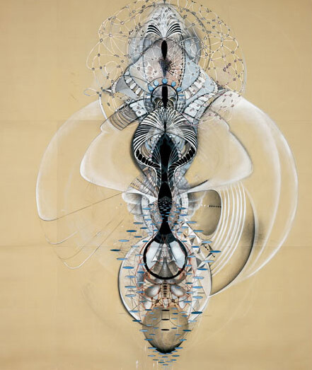 Amy Myers, The Opera Inside of the Atom , 2004, graphite, gouache, and conte on paper, 132x120 in.