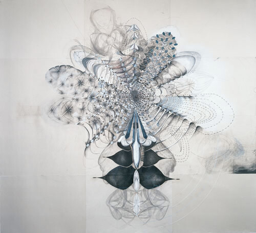 Amy Myers, Heliocentrophy , 1999, graphite, ink, and gouache on paper, 120x133 in., Collection of University Art Museum, CSULB, gift of Artur Axelrad and Charles and Elizabeth Brooks