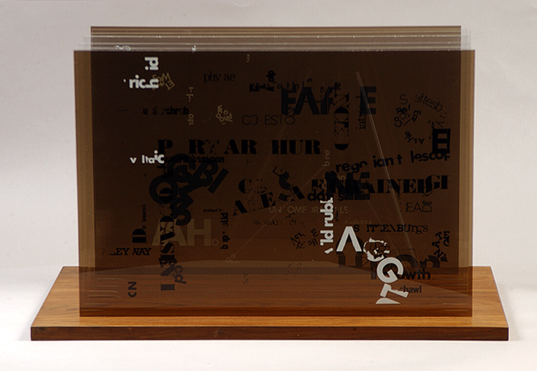 John Cage with Calvin Sumsion Not Wanting To Say Anything About Marcel, 1969 Plexigram I (silkscreen on Plexiglas). Pomona College Collection. Museum purchase with funds provided Estate of Walter and Elise Mosher
