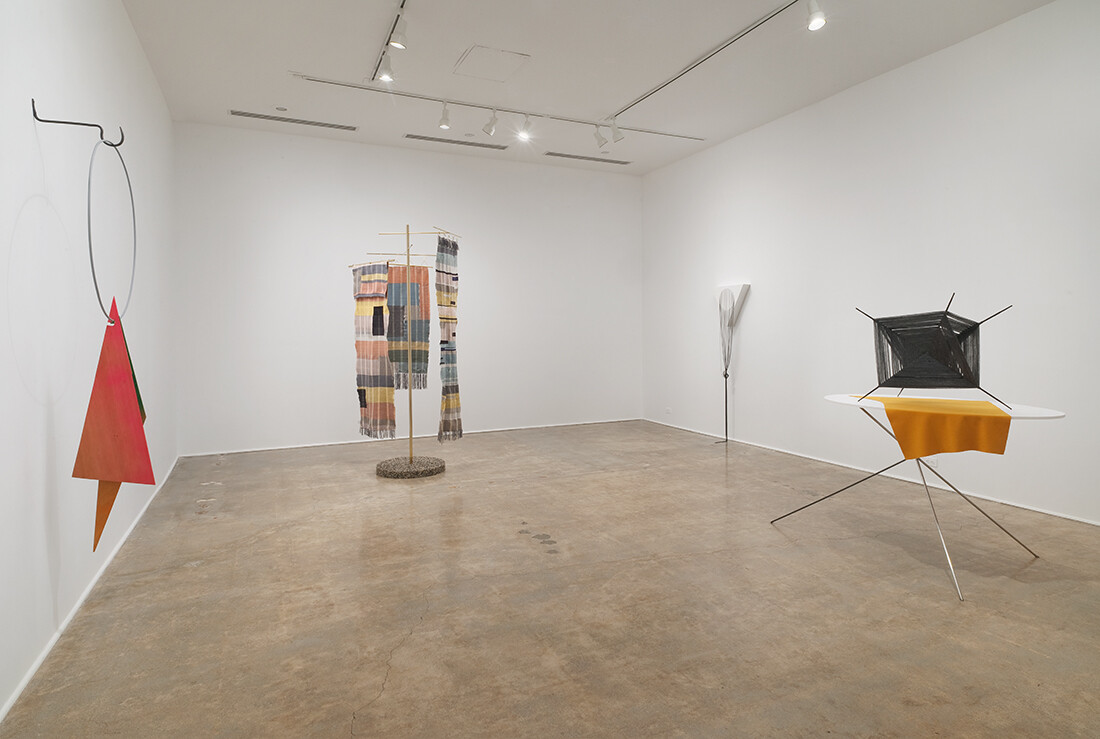 Installation View of Project Series 47: Krysten Cunningham: Ret, Scutch, Heckle at the Pomona College Museum of Art. Photo Credit: Robert Wedemeyer. View 1.