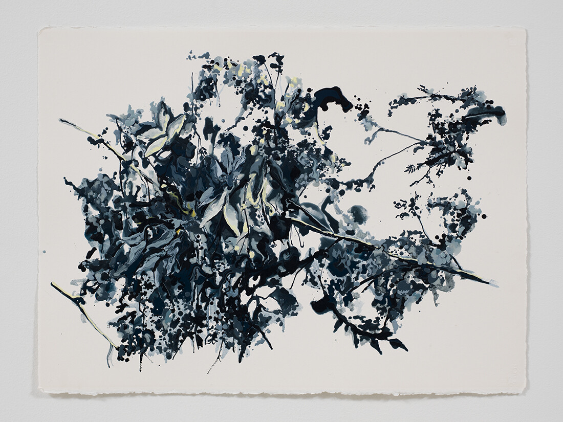 Samurai, 2012, Oil and enamel on paper, 30 x 23 inches. Courtesy of the artist and 1301PE, Los Angeles.