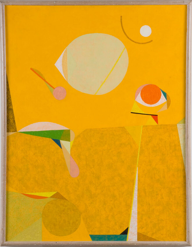 Frederick Hammersley, Up With In, 1957-8, Painting, 48 x 36 in. Pomona College Collection. Museum purchase with funds provided by the Estate of Walter and Elise Mosher