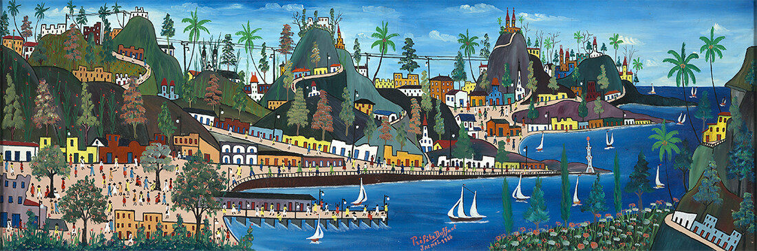 Préfète Duffaut, Ville Imaginaire (Imaginary Town), 1966. Oil On canvas. "Restoring the Spirit: Celebrating Haitian Art" has been curated by Rima Birnius, originated by the Figge Art Museum, and toured by Curatorial Assistance, Pasadena, Californ