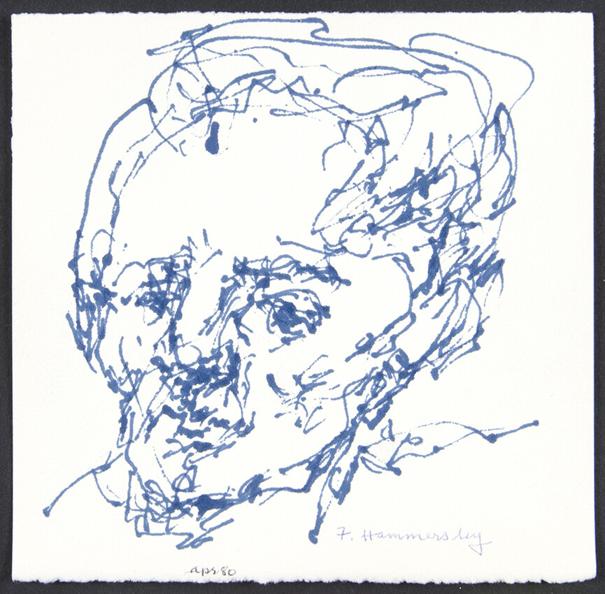 Frederick Hammersley, No title, 1980, Ink on paper, 6 7/8 x 7 in. Pomona College Collection. Gift of the Frederick Hammersley Foundation