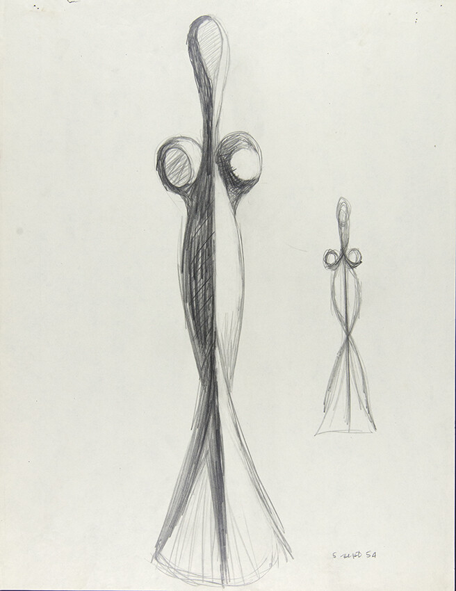 Frederick Hammersley, No title, 1954, Graphite on paper, 22 x 17 in. Pomona College Collection. Gift of the Frederick Hammersley Foundation