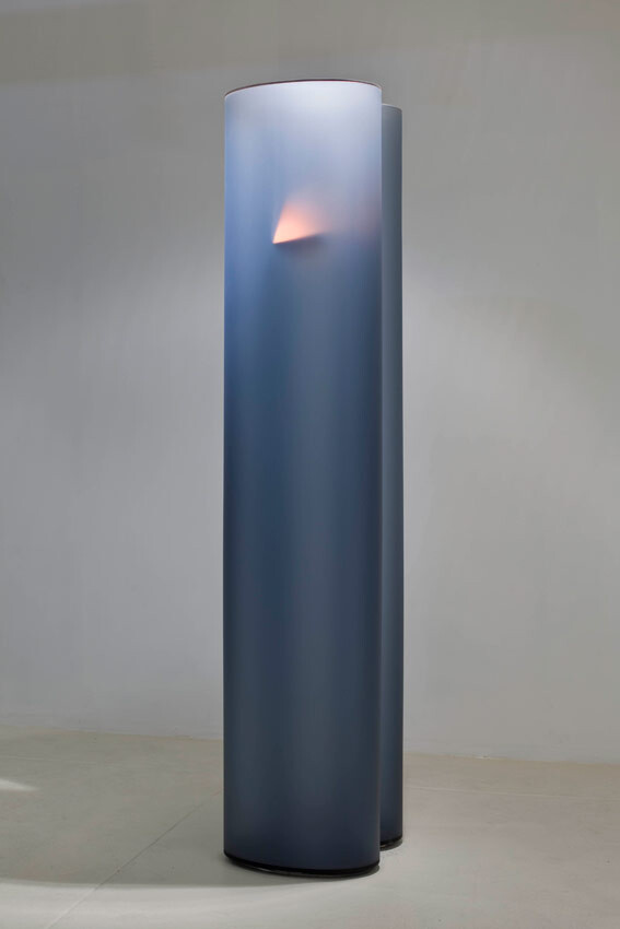 Helen Pashgian, Untitled, 2008. Formed grey acrylic, with copper elements. 91 x 17½ x 20 in.