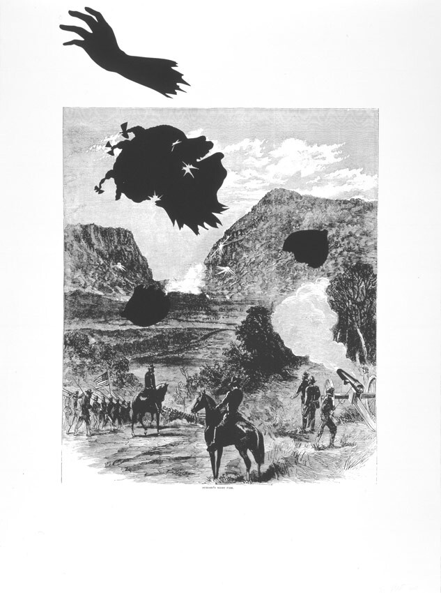 Kara Walker, Buzzard's Roost Pass, 2005, Lithograph and screenprint on paper, Pomona College Collection, Museum purchase with funds provided by the Estate of Walter and Elise Mosher