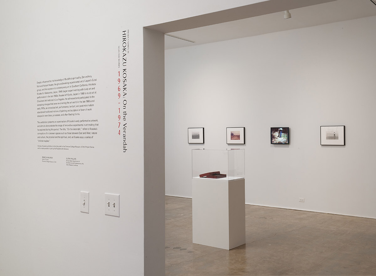 Installation View of Project Series 46: Hirokazu Kosaka: On the Verandah Selected Works 1969 - 1974 at the Pomona College Museum of Art. Photo Credit: Robert Wedemeyer. View 1.