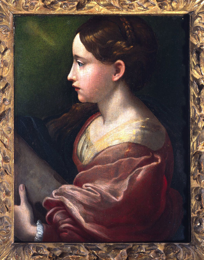 Studio of Parmigianino, Saint Barbara, c. 1522, Tempera on Panel