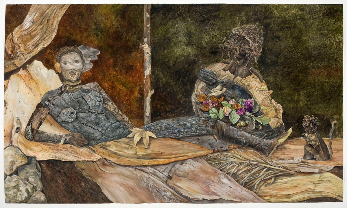 Constance Mallinson, Olympia Decayed, 2008. oil on paper. 52-1/2 x 90 in.