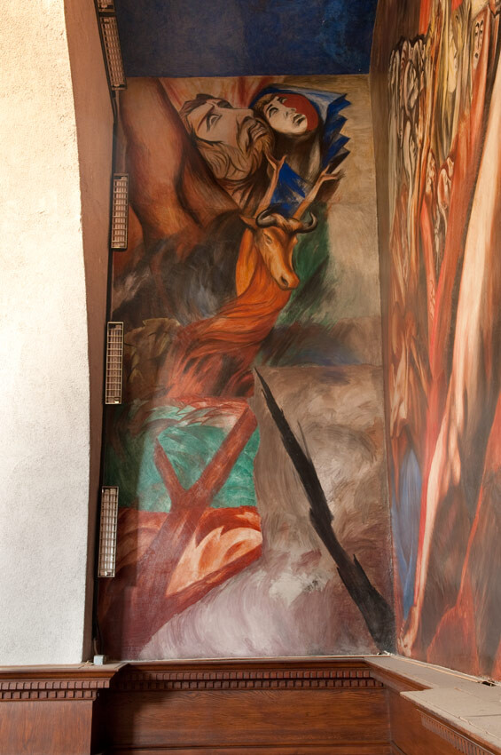 José Clemente Orozco and Jorge Juan Crespo de la Serna, Zeus, Hera, and Io, west panel, Frary Dining Hall