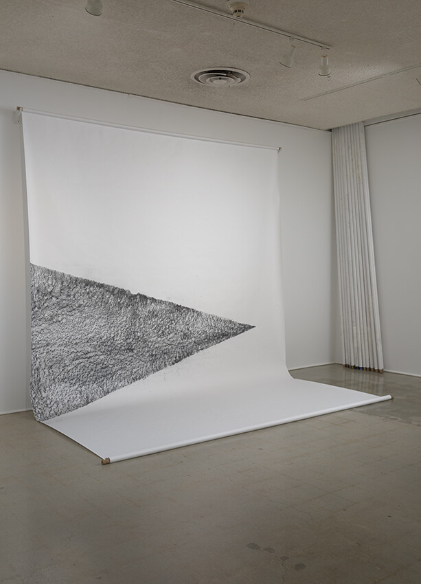 Michael Parker, The Unfinished (Standing and Separated #1–12), 2015, Twelve sequential drawings of the 137-foot-long urban earthwork The Unfinished (2014); each drawing shown once during the exhibition, Graphite on paper, 204 x 140 in. Courtesy of the art