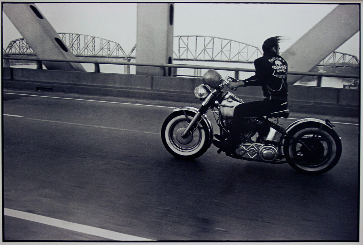 Danny Lyons Crossing the Ohio, Louisville, from "The Bikeriders," 1966 Gelatin Silver print