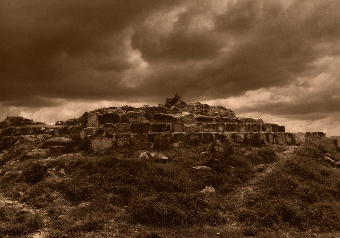 sepia tone landscape photograph