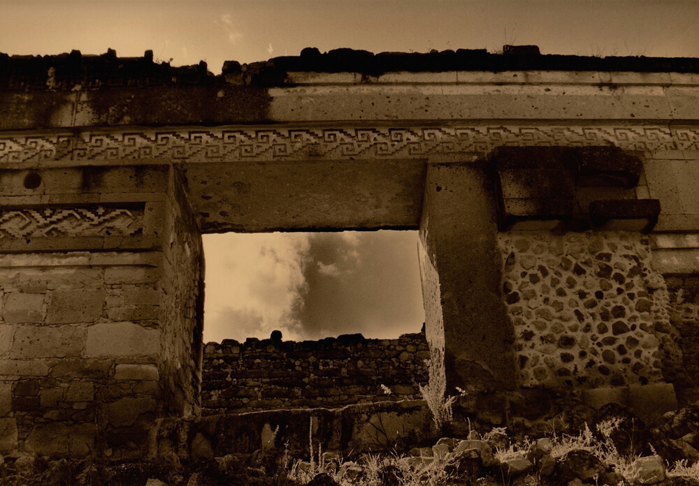 sepia tone landscape photograph