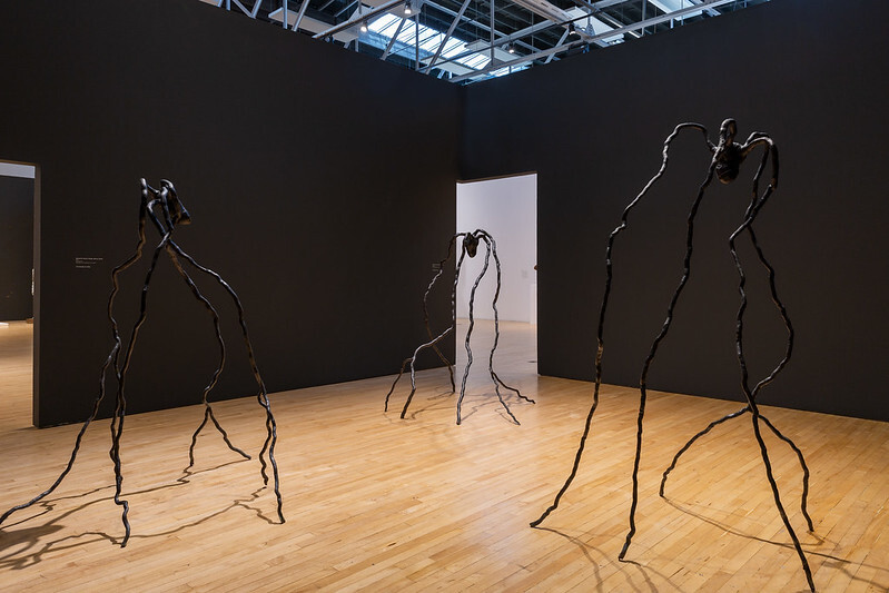 Art gallery with sculptural works on display