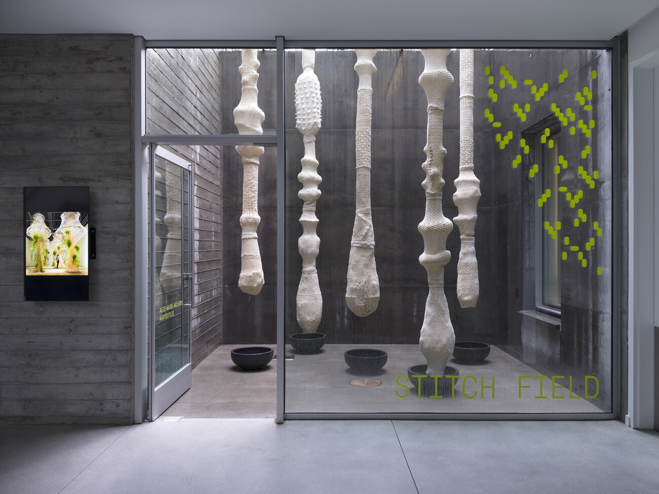 hanging knit sculptures