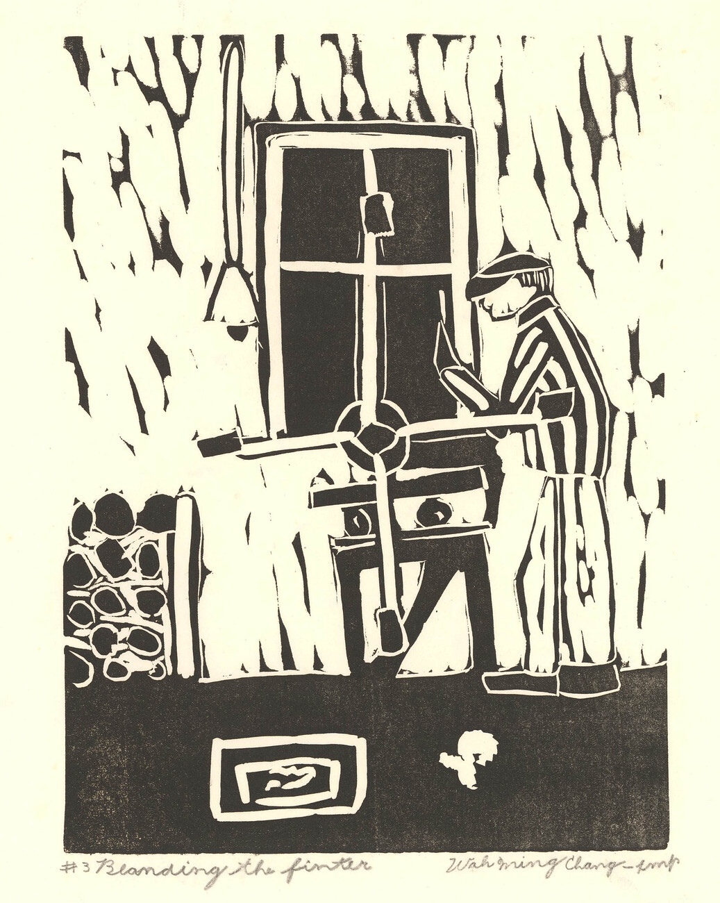 person by window