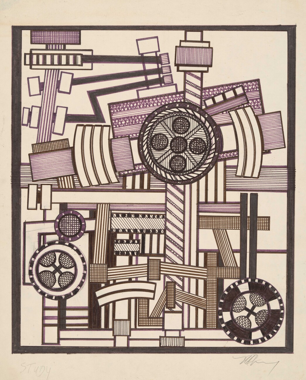 abstract geometric ink drawing