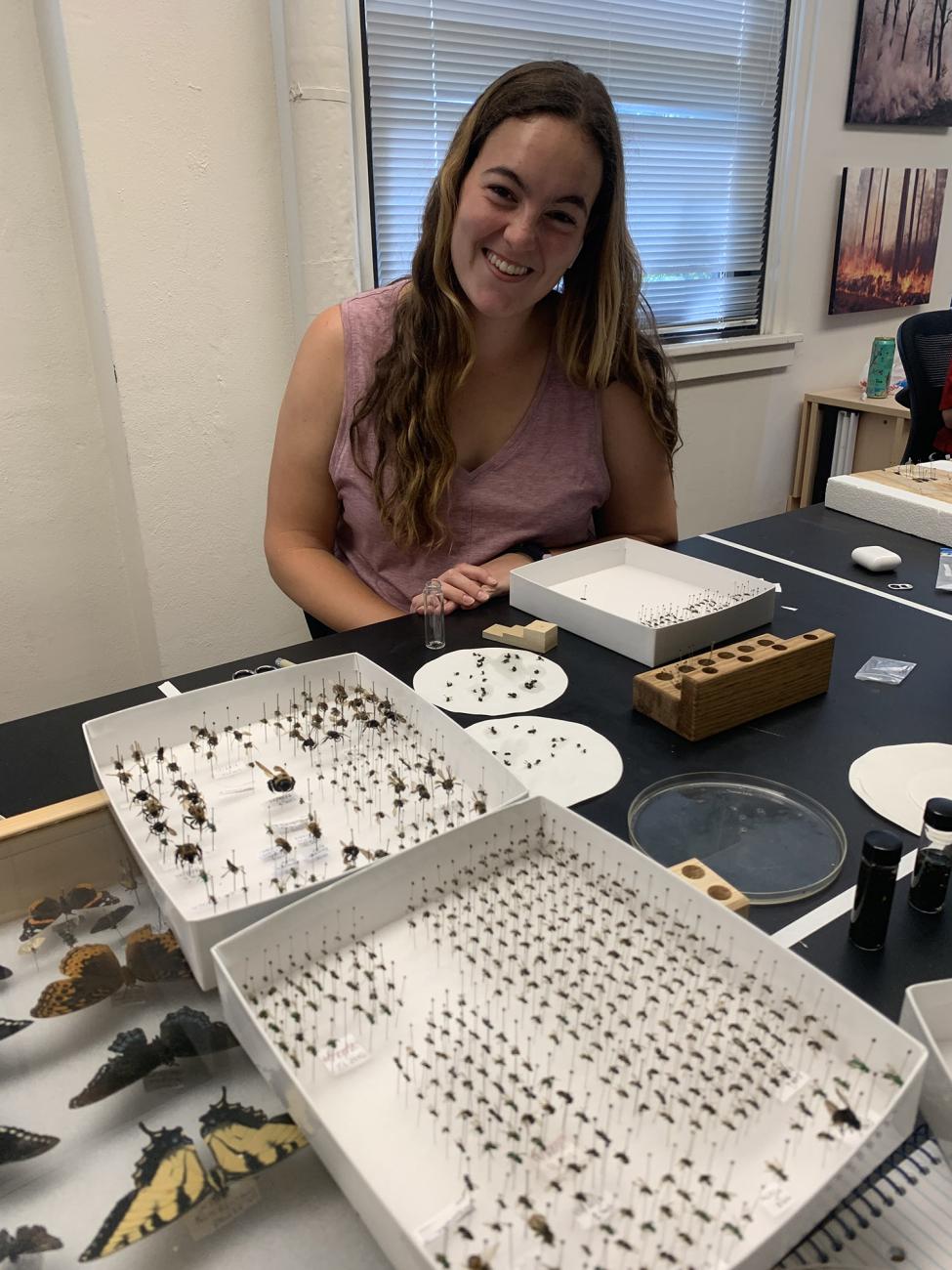 Sofia Dartnell ’22 with specimens