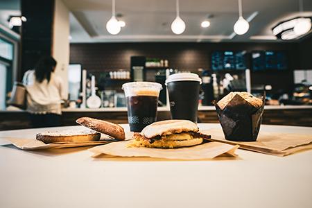 Coffee and breakfast items at Café 47