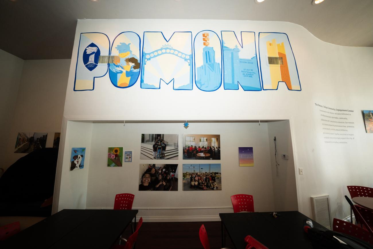 The word Pomona is painted on a wall