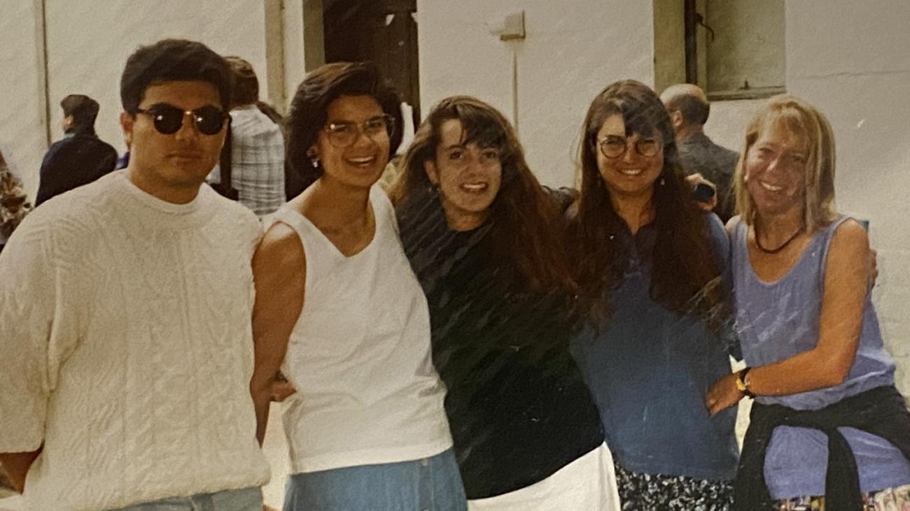 photo of Andrea Venezia and Pomona friends during college.