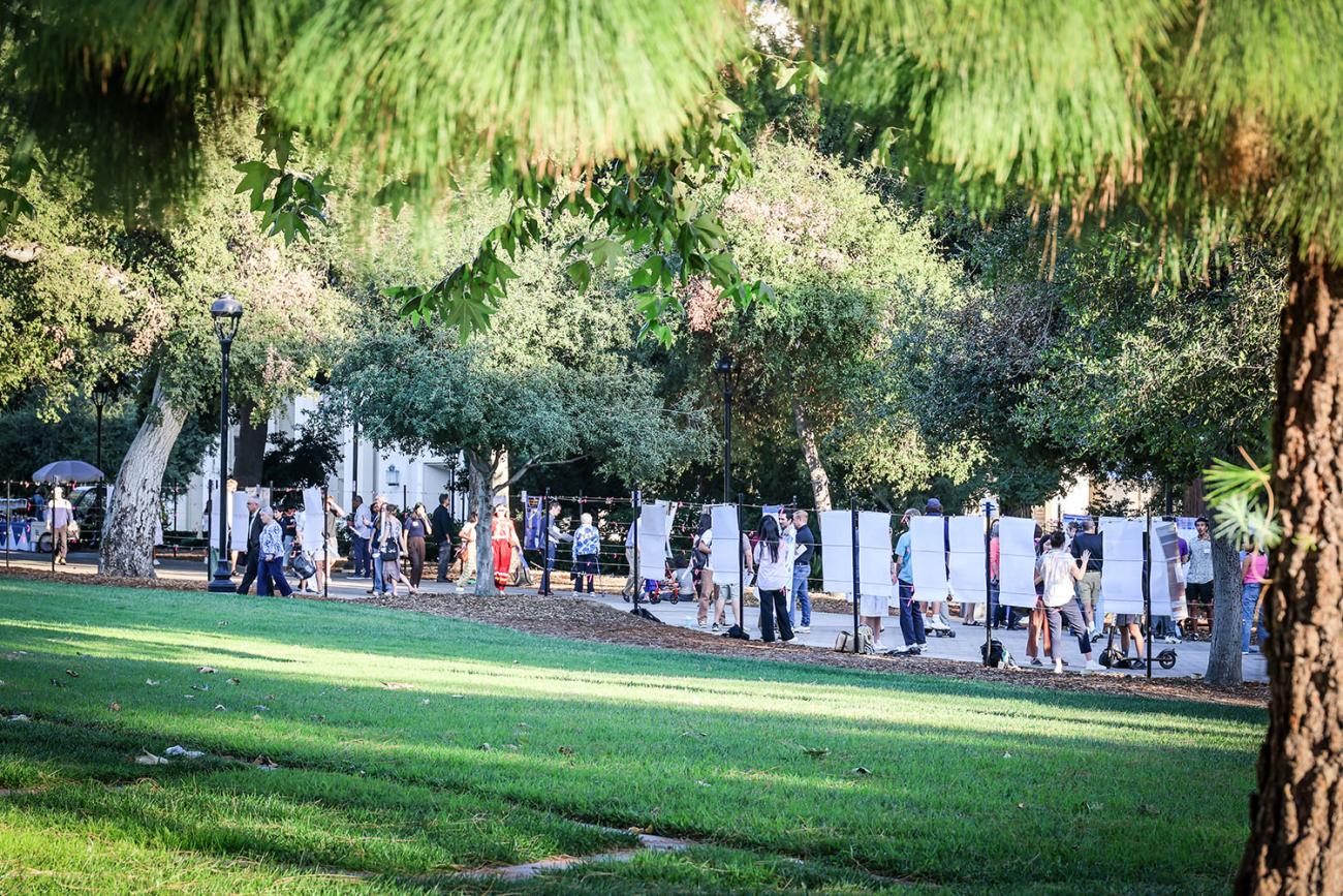 a poster-lined Stover Walk
