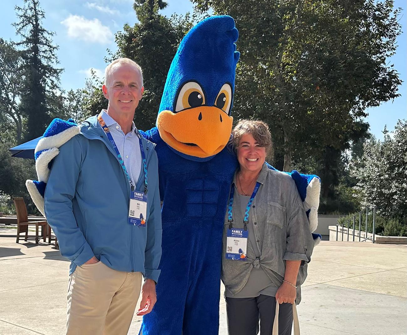 Bill and Alexa Riley with Cecil during Family Weekend