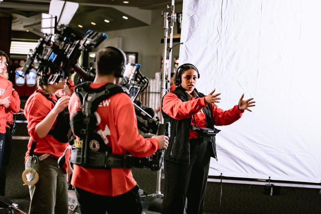 Amirah Adem directing on set