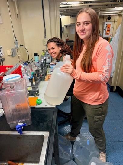 Elle Hawthorne and Charlotte Renner at their workstation