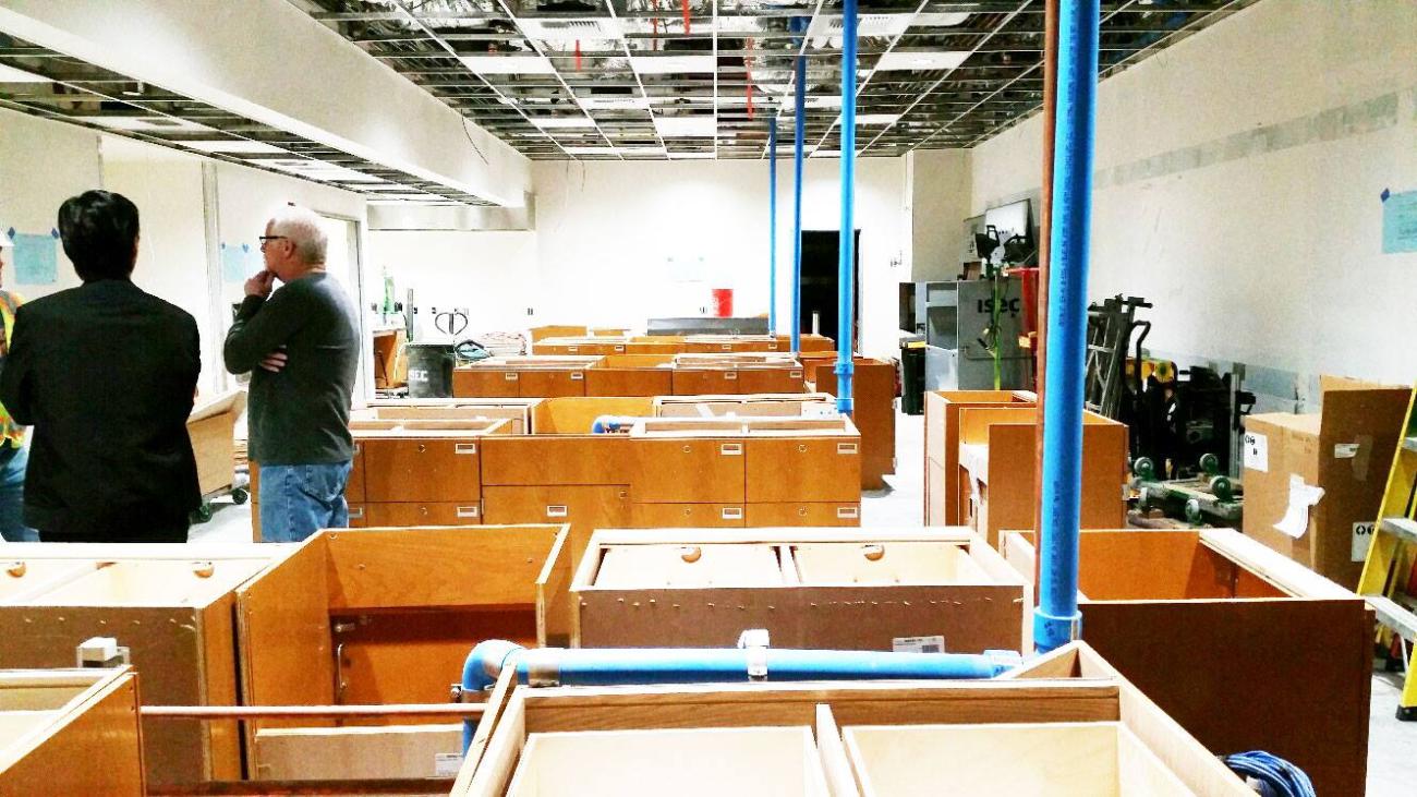 cabinets being added to teaching lab angle 2