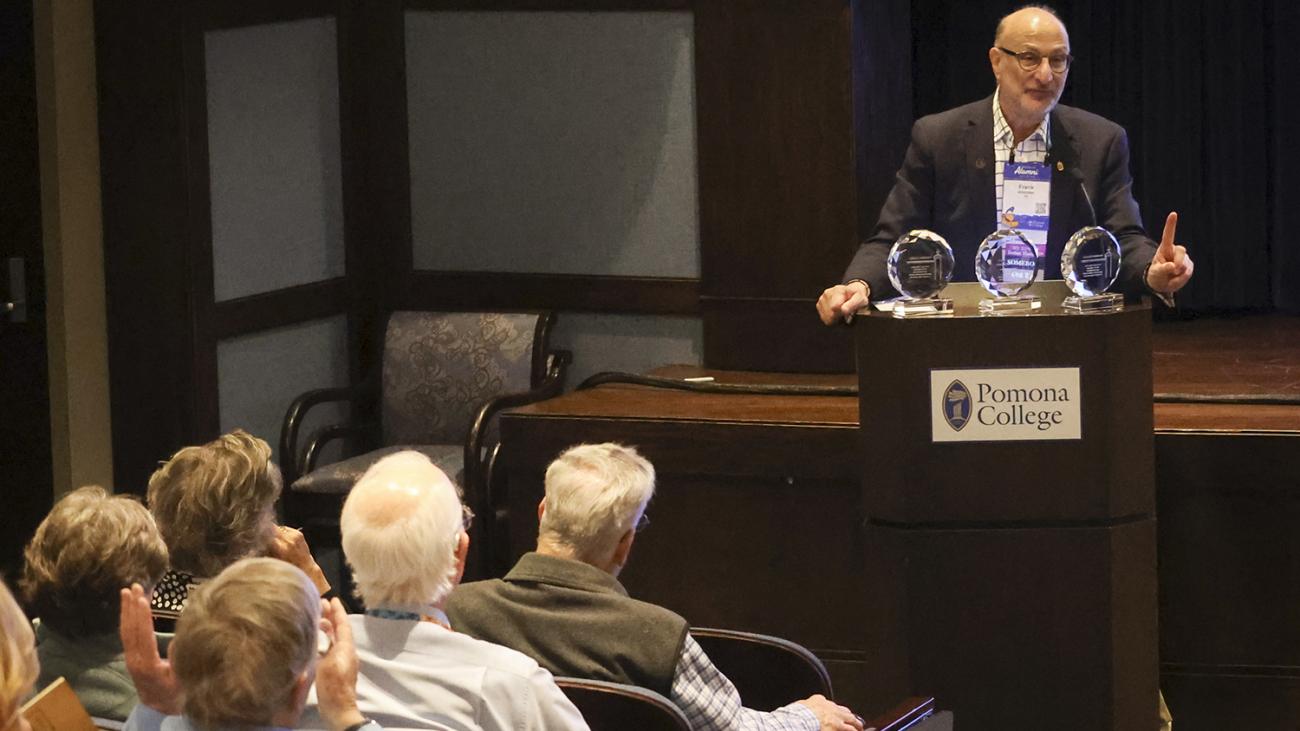 photo of Frank Albinder Class of 1980 presenting the 2024 Blaisdell Alumni Awards.
