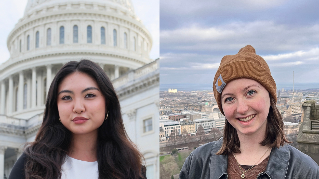 Rachel Nguyen in front of U.S. capitol; Lexi Duffy outdoors in Ireland