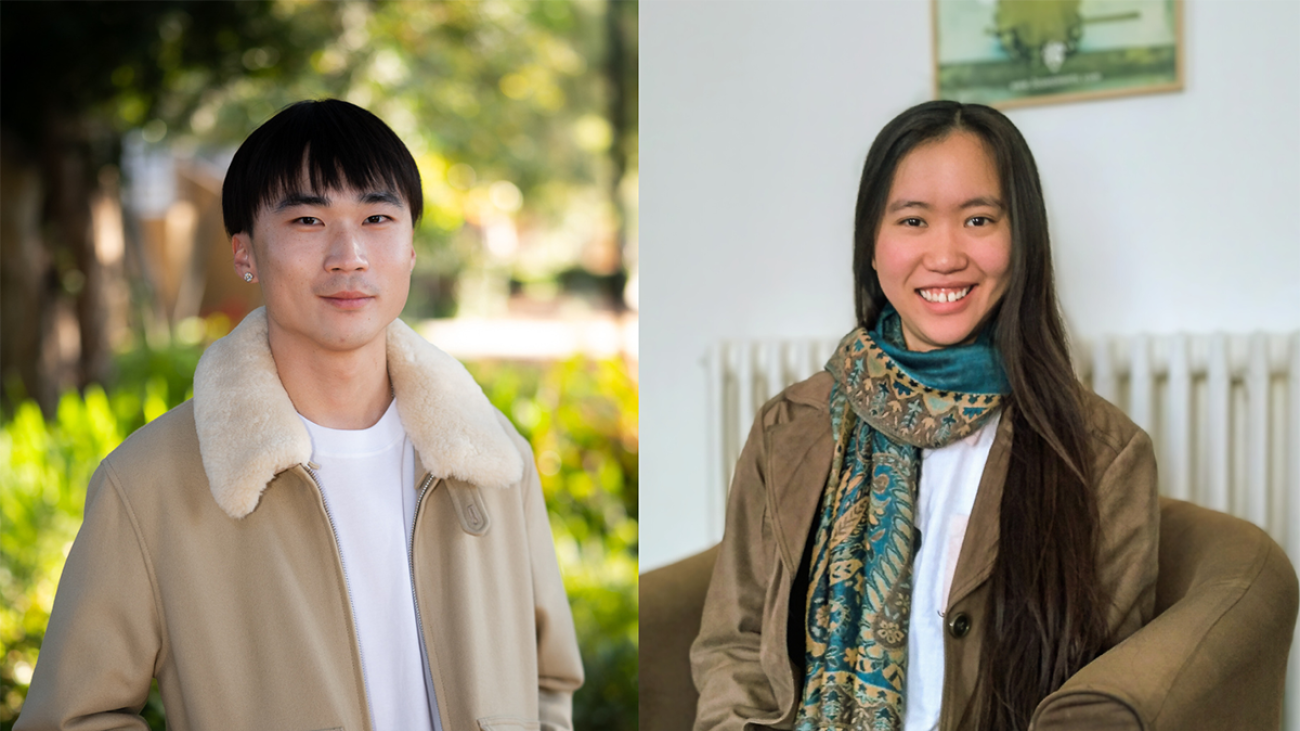 Two photos of students side by side 