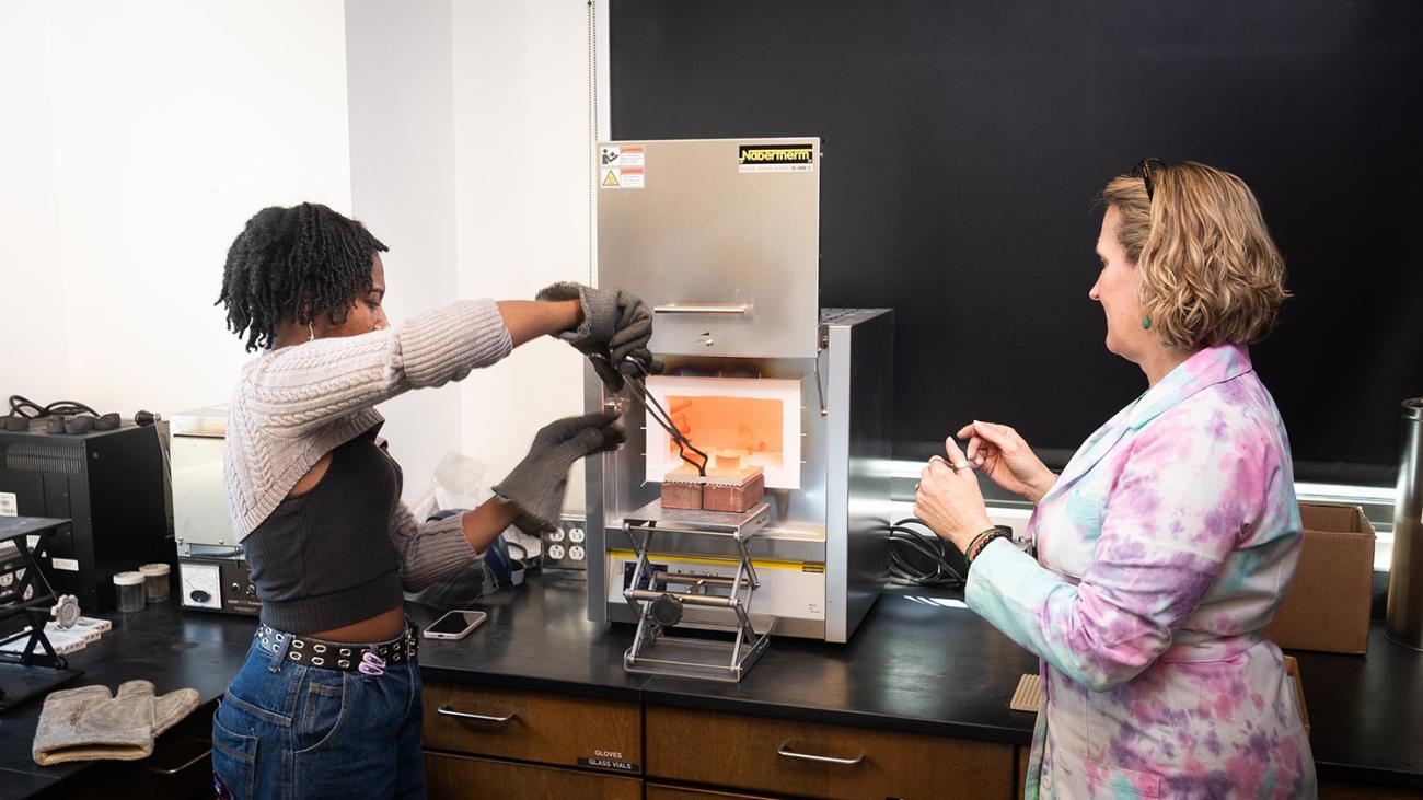 In lab with Professor Nikki Moore
