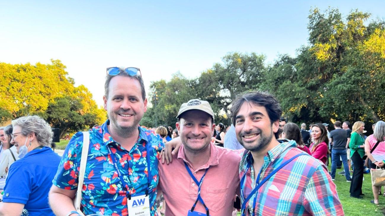Robi with his two sagehen cofounders at alumni weekend